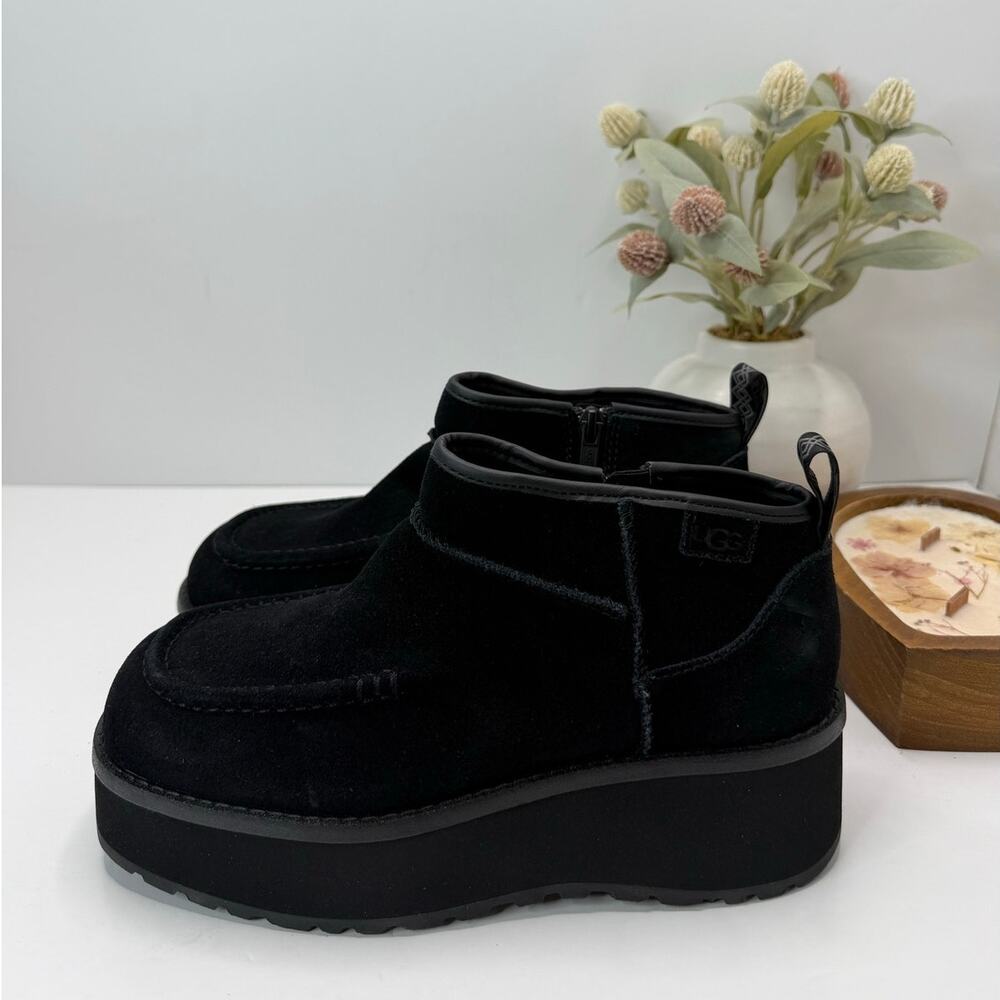 UGG Cityfunc Suede Ultra Mini Platform Water Resistant Boot Black Women 6.5 NWOB